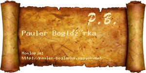 Pauler Boglárka névjegykártya